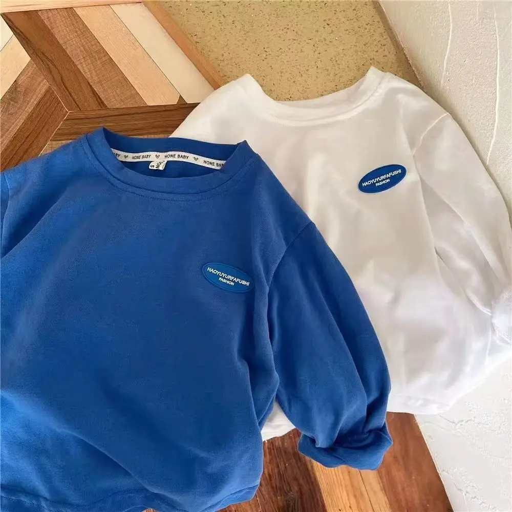 2024 Long Sleeve T-Shirt White Blue Kids Wear — feature 3