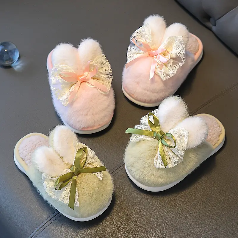Children's Cotton Slippers Winter Girls Boys Kidsren Baby Cotton Slippers Non-Slip Indoor Home Kidsren's Furry Shoes