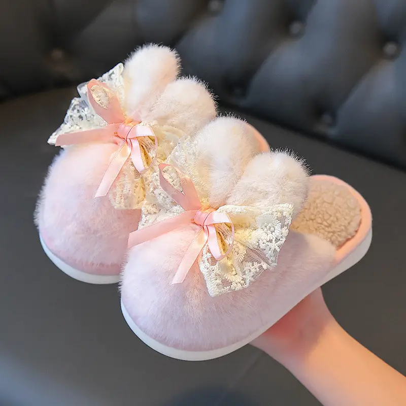 Children's Cotton Slippers Winter Girls Boys Kidsren Baby Cotton Slippers Non-Slip Indoor Home Kidsren's Furry Shoes