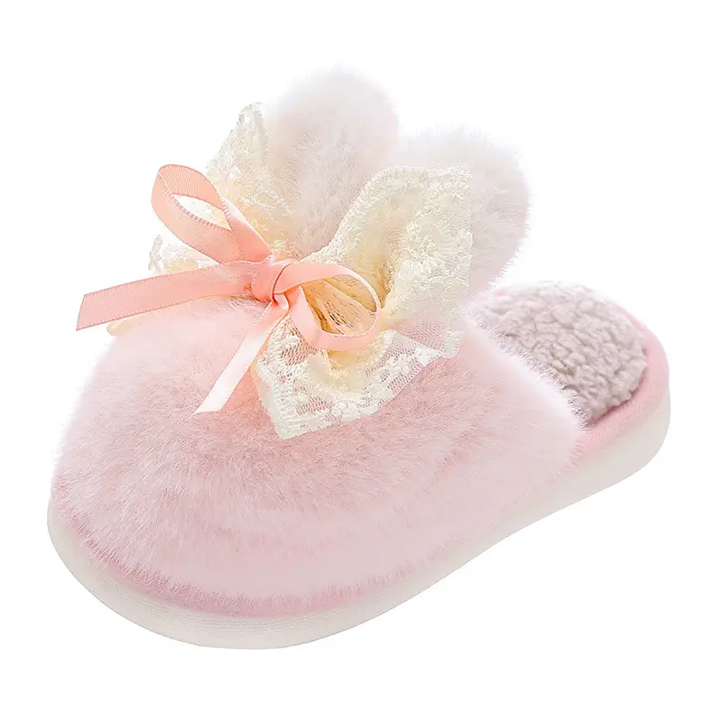Children's Cotton Slippers Winter Girls Boys Kidsren Baby Cotton Slippers Non-Slip Indoor Home Kidsren's Furry Shoes