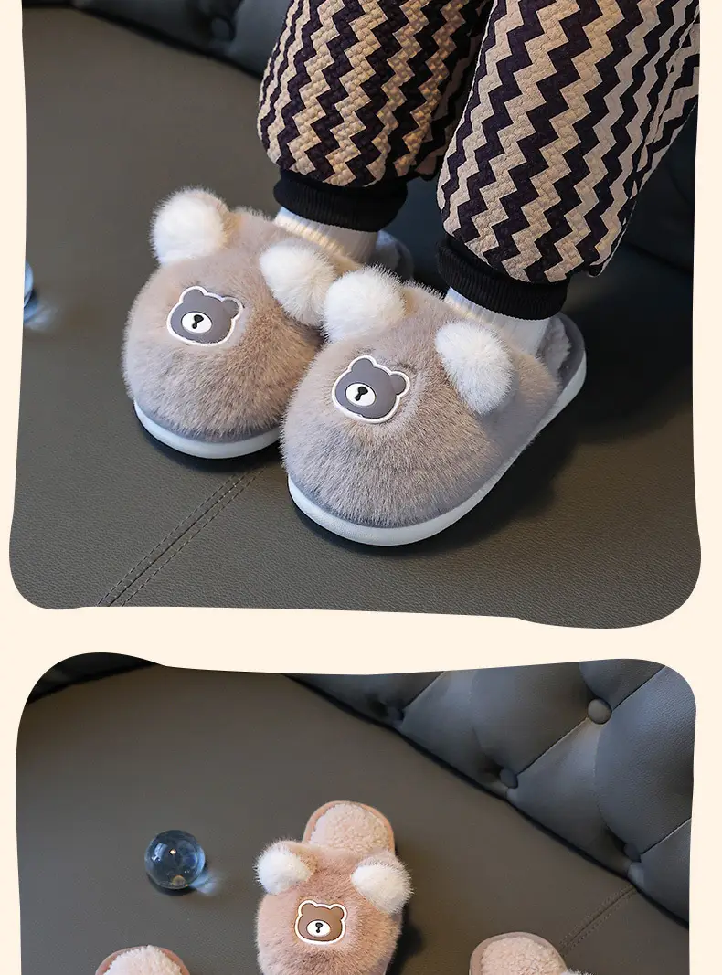 Children's Cotton Slippers Winter Girls Boys Kidsren Baby Cotton Slippers Non-Slip Indoor Home Kidsren's Furry Shoes — feature 14