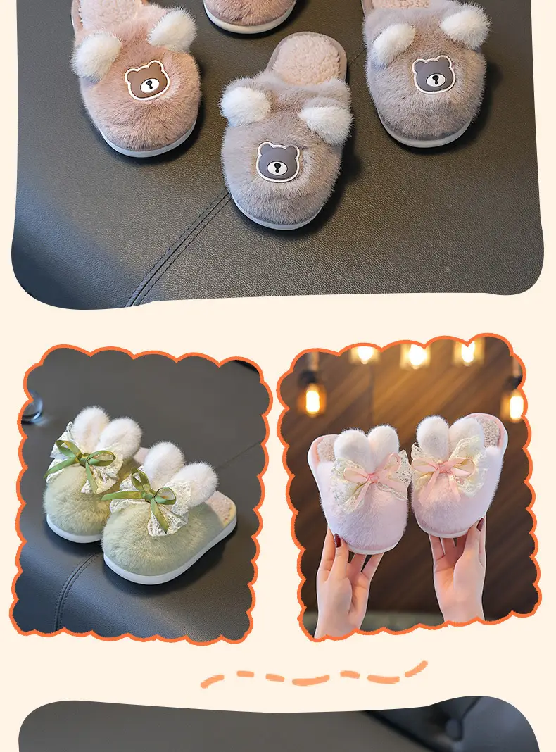 Children's Cotton Slippers Winter Girls Boys Kidsren Baby Cotton Slippers Non-Slip Indoor Home Kidsren's Furry Shoes — feature 15