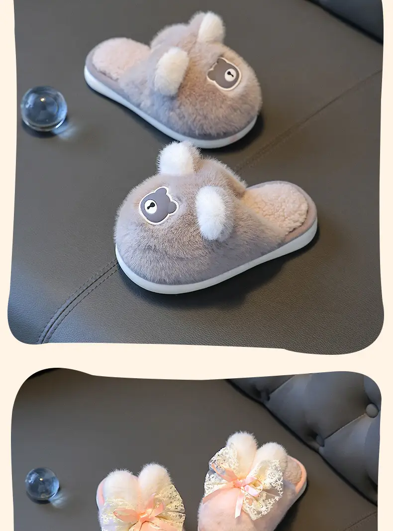 Children's Cotton Slippers Winter Girls Boys Kidsren Baby Cotton Slippers Non-Slip Indoor Home Kidsren's Furry Shoes — feature 16
