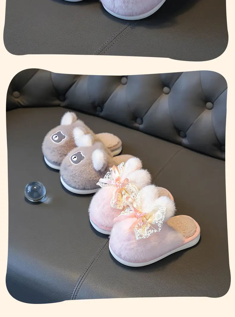 Children's Cotton Slippers Winter Girls Boys Kidsren Baby Cotton Slippers Non-Slip Indoor Home Kidsren's Furry Shoes — feature 18