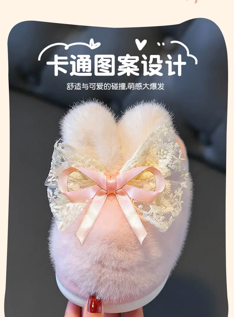 Children's Cotton Slippers Winter Girls Boys Kidsren Baby Cotton Slippers Non-Slip Indoor Home Kidsren's Furry Shoes — feature 7