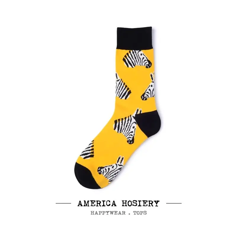 in stock autumn and winter new cross-border fashion color men's socks animal series casual couple socks wholesale without clip