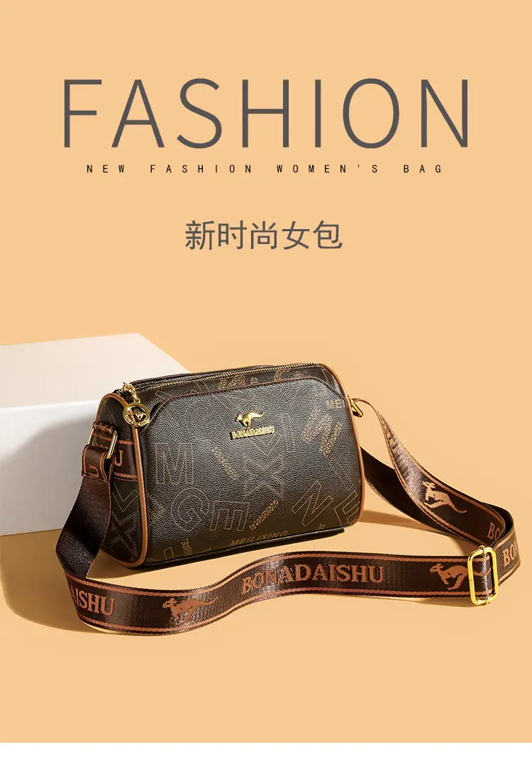 Fashion casual letter printing ladies cylinder bag large capacity foreign trade new wide shoulder strap shoulder messenger bag wholesale — feature 1