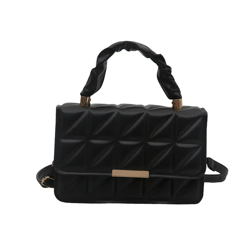 Women Rhombic Quilted Handbag White Black Shoulder Crossbody