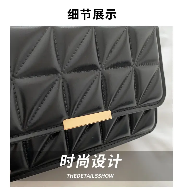 Women Rhombic Quilted Handbag White Black Shoulder Crossbody — feature 4
