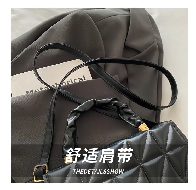 Women Rhombic Quilted Handbag White Black Shoulder Crossbody — feature 7