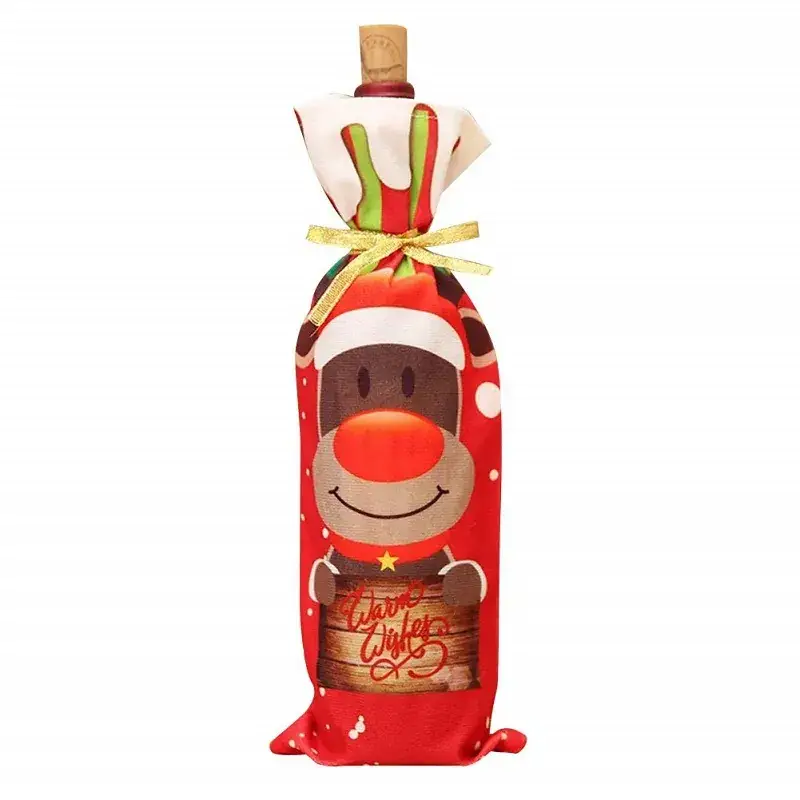 Christmas Santa Claus Snowman Red Wine Bottle Set