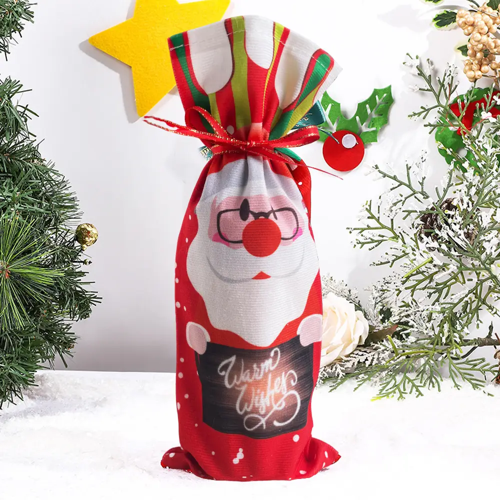Christmas Santa Claus Snowman Red Wine Bottle Set — feature 10