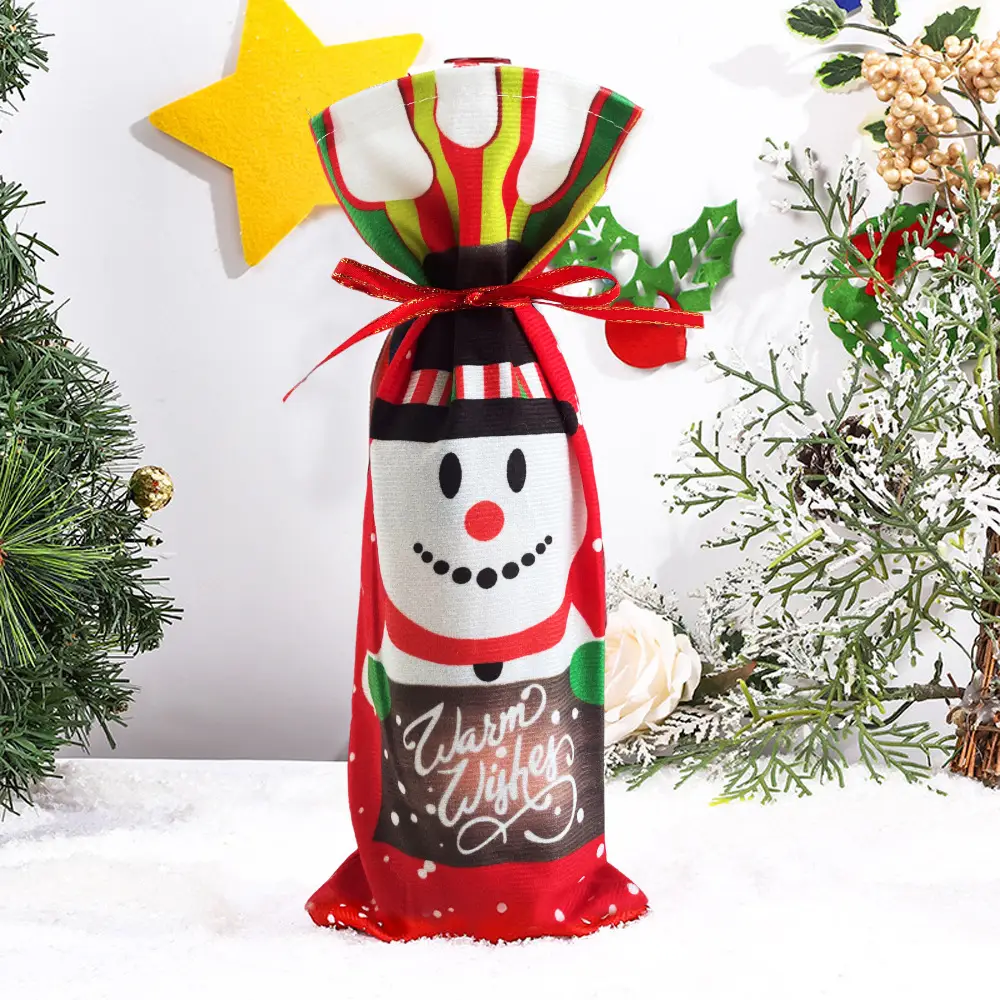 Christmas Santa Claus Snowman Red Wine Bottle Set — feature 11