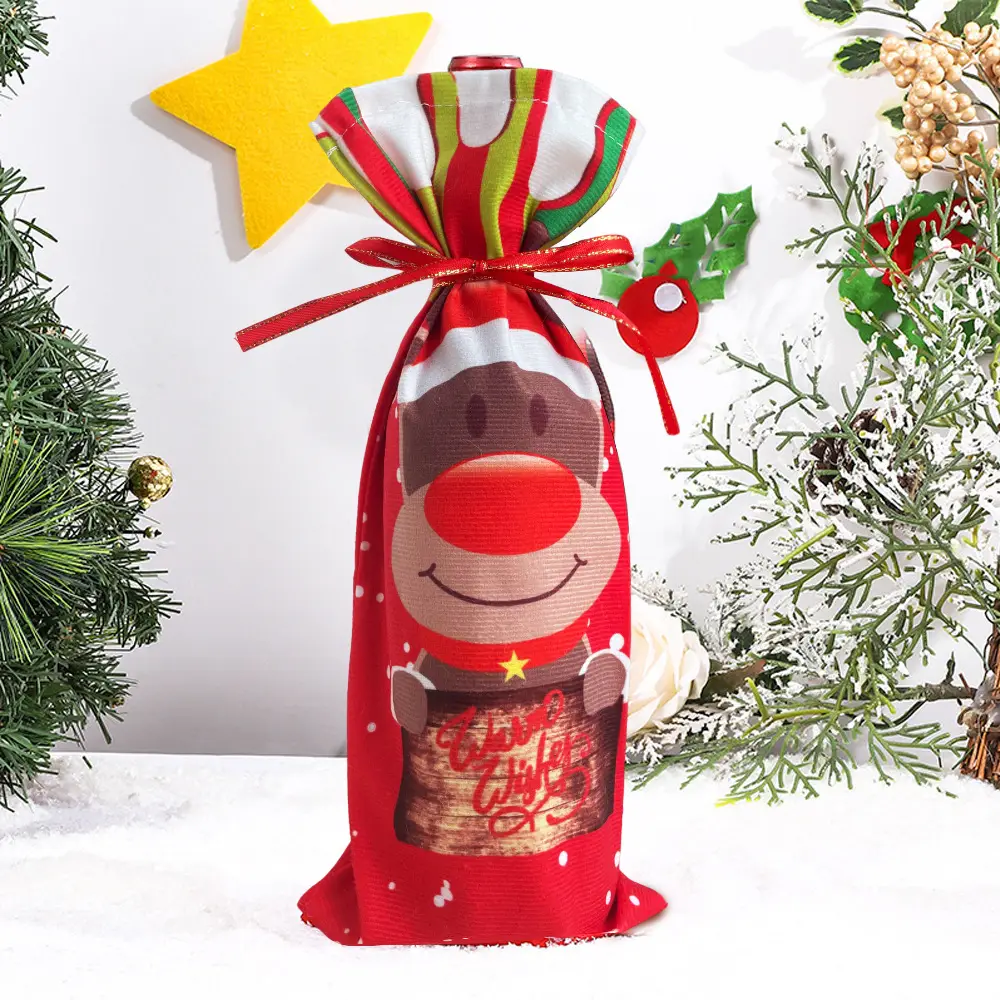 Christmas Santa Claus Snowman Red Wine Bottle Set — feature 12