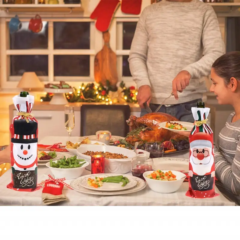 Christmas Santa Claus Snowman Red Wine Bottle Set — feature 13
