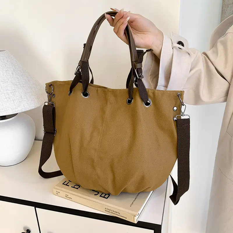 2024 Autumn Japanese Tote Bag Canvas Large Capacity Brown - Image 2