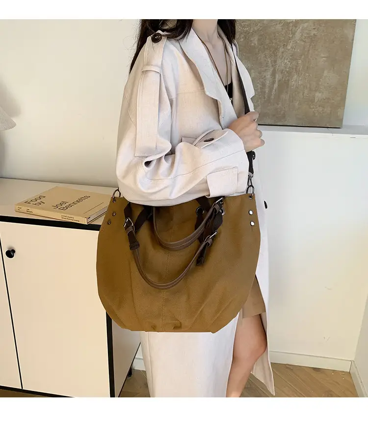 2024 Autumn Japanese Tote Bag Canvas Large Capacity Brown — feature 1
