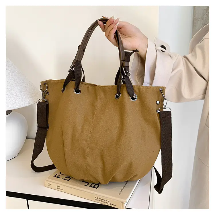 2024 Autumn Japanese Tote Bag Canvas Large Capacity Brown — feature 10
