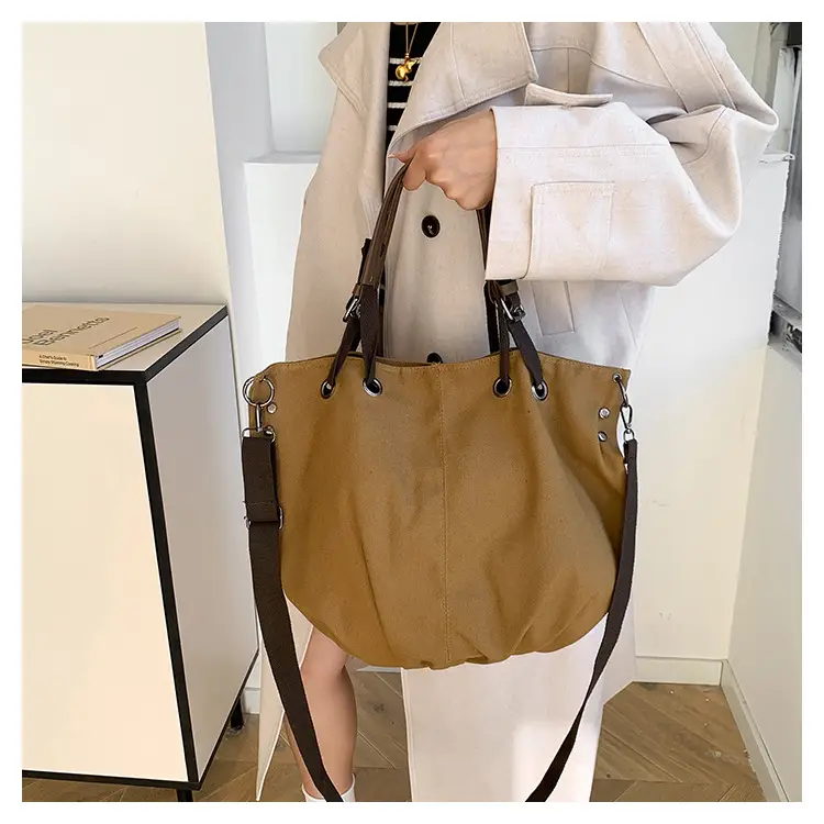 2024 Autumn Japanese Tote Bag Canvas Large Capacity Brown — feature 11