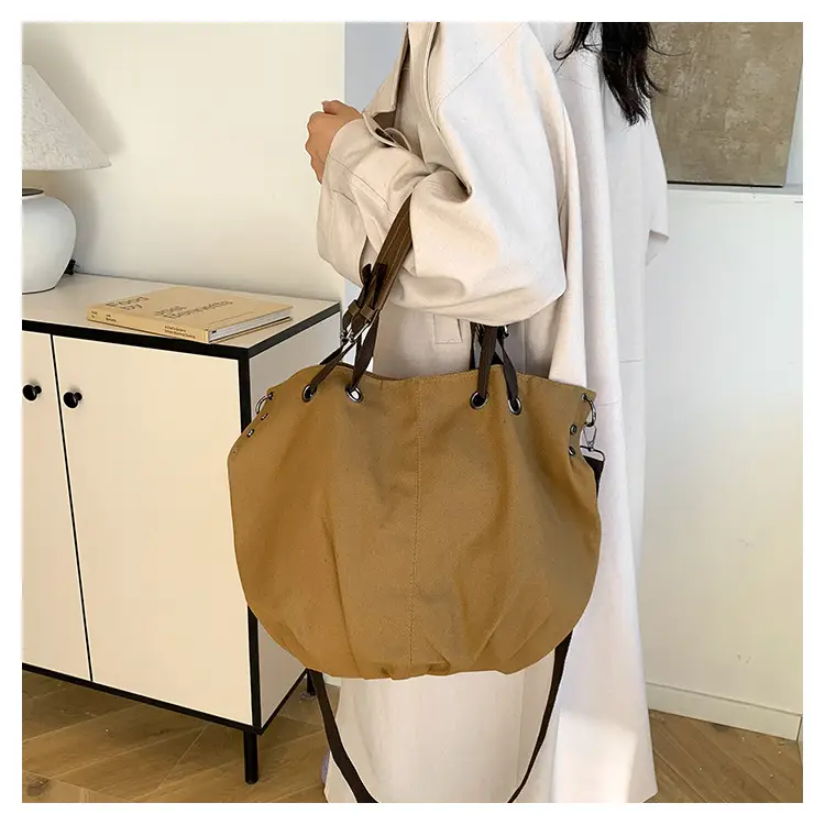 2024 Autumn Japanese Tote Bag Canvas Large Capacity Brown — feature 12