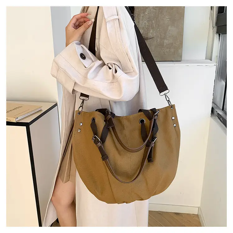 2024 Autumn Japanese Tote Bag Canvas Large Capacity Brown — feature 13