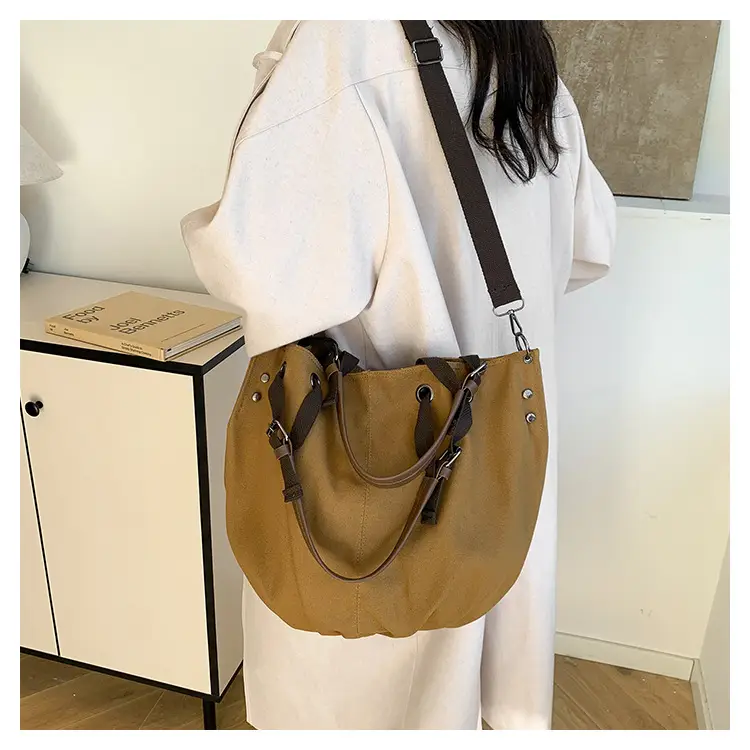 2024 Autumn Japanese Tote Bag Canvas Large Capacity Brown — feature 14