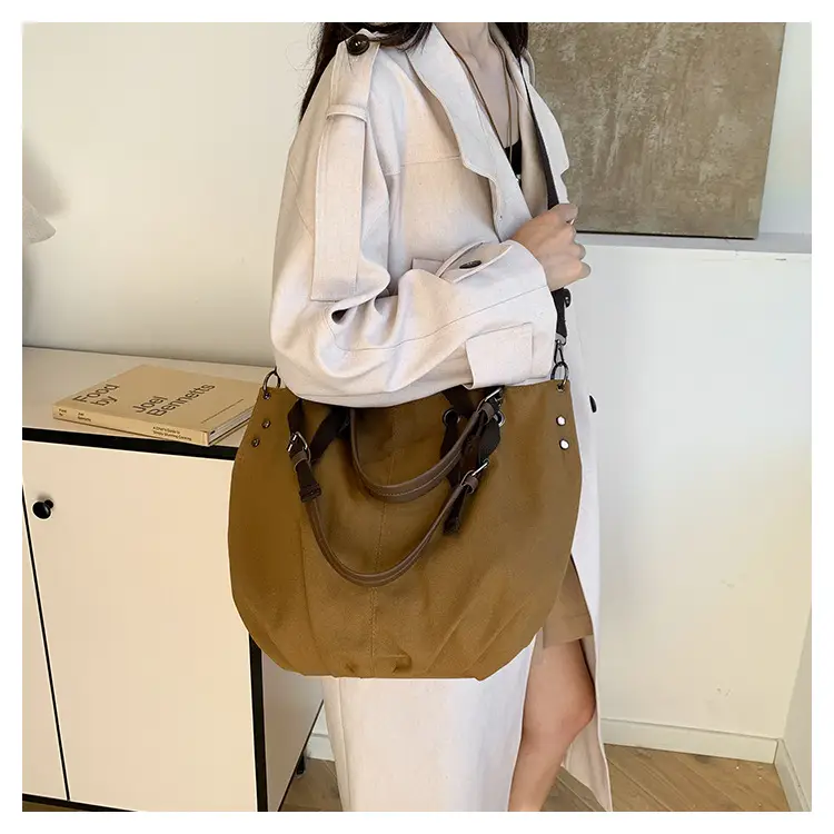 2024 Autumn Japanese Tote Bag Canvas Large Capacity Brown — feature 15