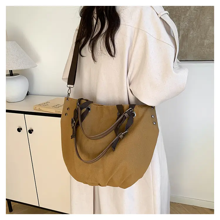 2024 Autumn Japanese Tote Bag Canvas Large Capacity Brown — feature 16