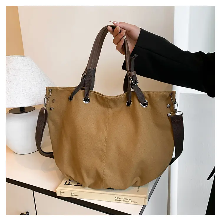 2024 Autumn Japanese Tote Bag Canvas Large Capacity Brown — feature 24