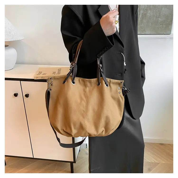 2024 Autumn Japanese Tote Bag Canvas Large Capacity Brown — feature 25