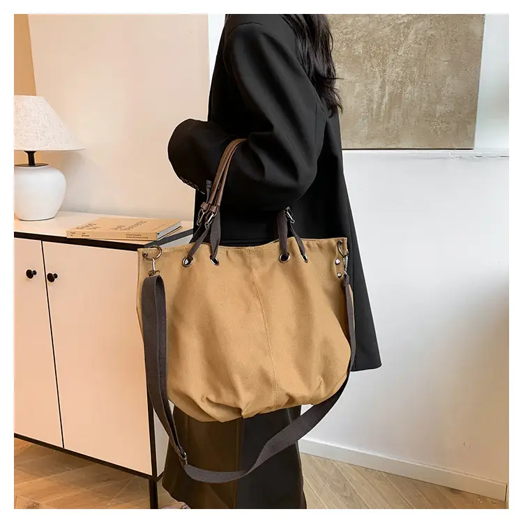 2024 Autumn Japanese Tote Bag Canvas Large Capacity Brown — feature 26