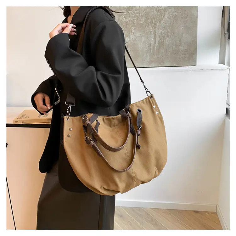 2024 Autumn Japanese Tote Bag Canvas Large Capacity Brown — feature 27