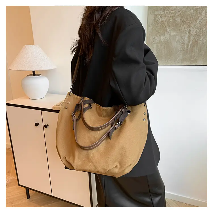 2024 Autumn Japanese Tote Bag Canvas Large Capacity Brown — feature 28
