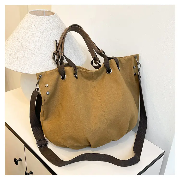 2024 Autumn Japanese Tote Bag Canvas Large Capacity Brown — feature 37