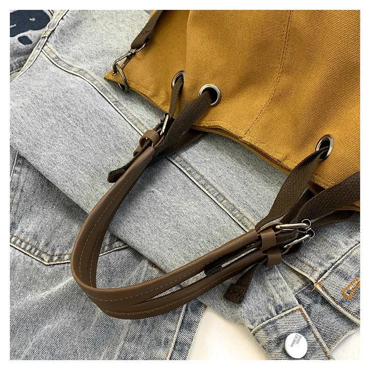 2024 Autumn Japanese Tote Bag Canvas Large Capacity Brown — feature 40