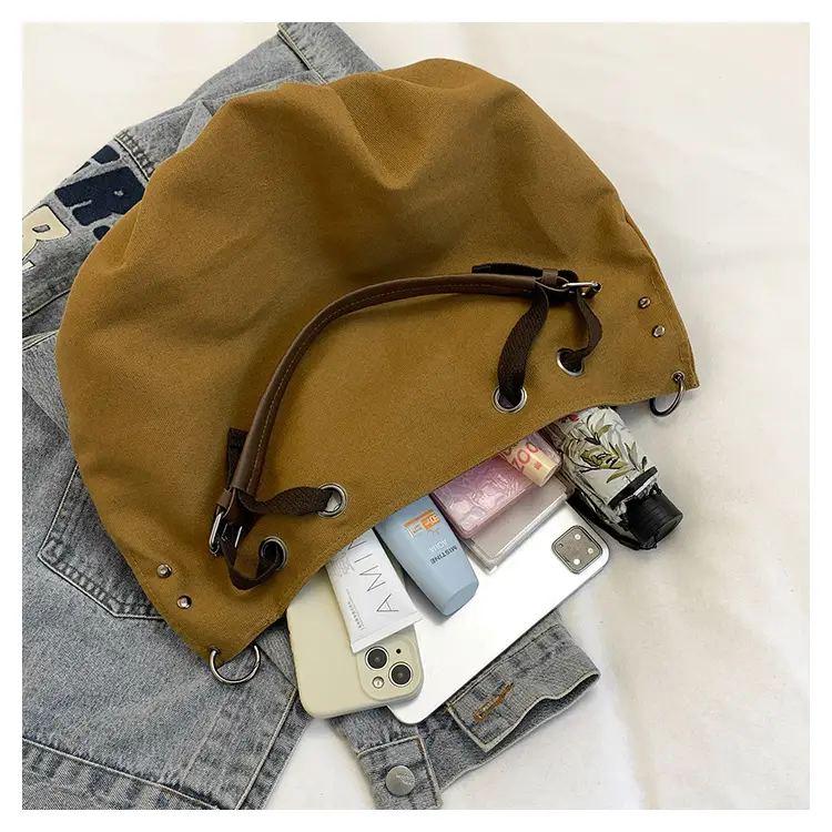 2024 Autumn Japanese Tote Bag Canvas Large Capacity Brown — feature 44