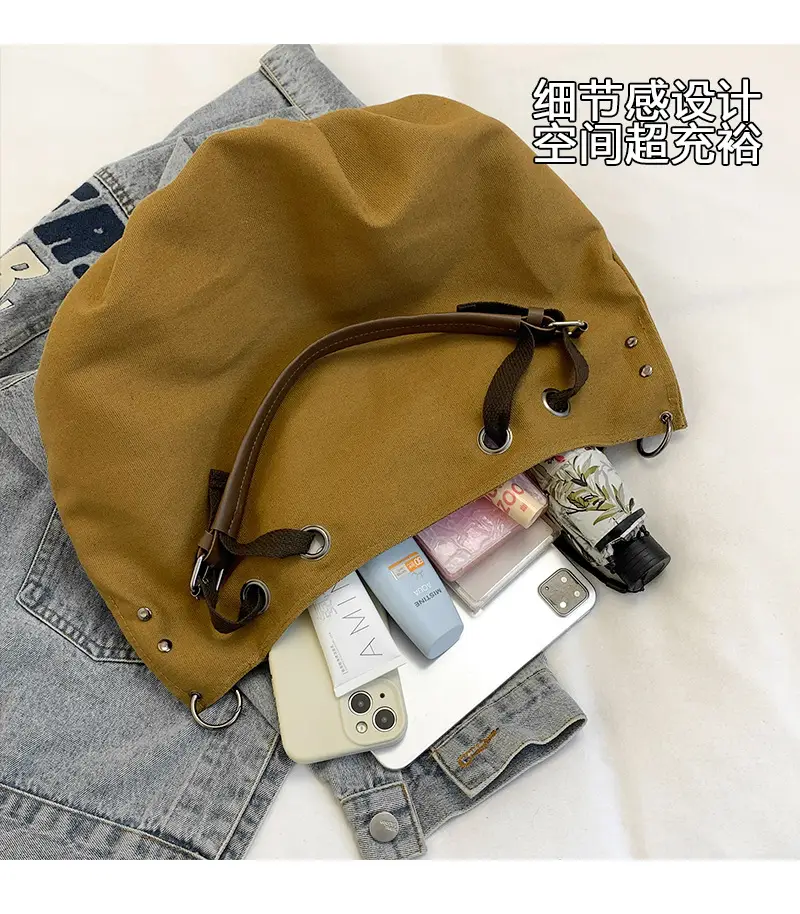 2024 Autumn Japanese Tote Bag Canvas Large Capacity Brown — feature 6