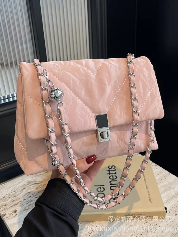 Women's Cream Chain Shoulder Bag Autumn Winter - Image 8