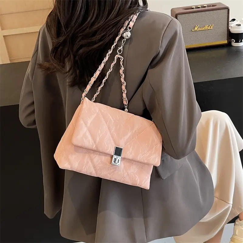 Women's Cream Chain Shoulder Bag Autumn Winter - Image 3