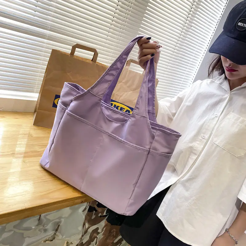 Women's Grey Oxford Tote Bag with 5 Pockets - Image 7