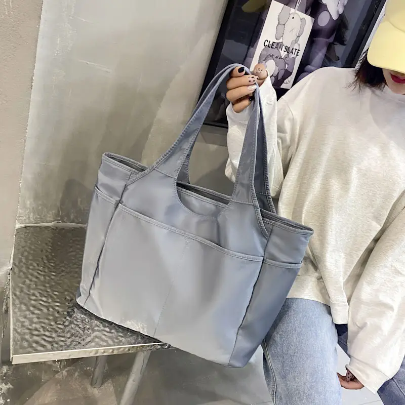 Women's Grey Oxford Tote Bag with 5 Pockets - Image 8