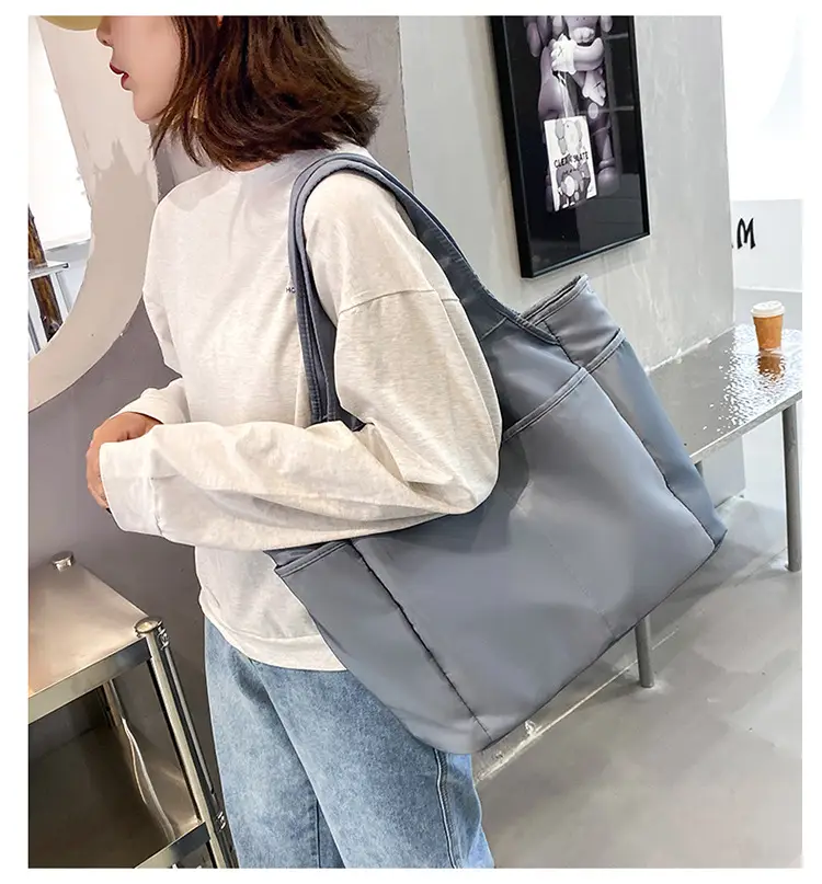 Women's Grey Oxford Tote Bag with 5 Pockets — feature 20