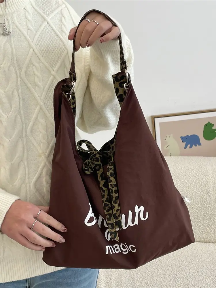 Leopard Print Large Capacity Women's Canvas Tote Bag