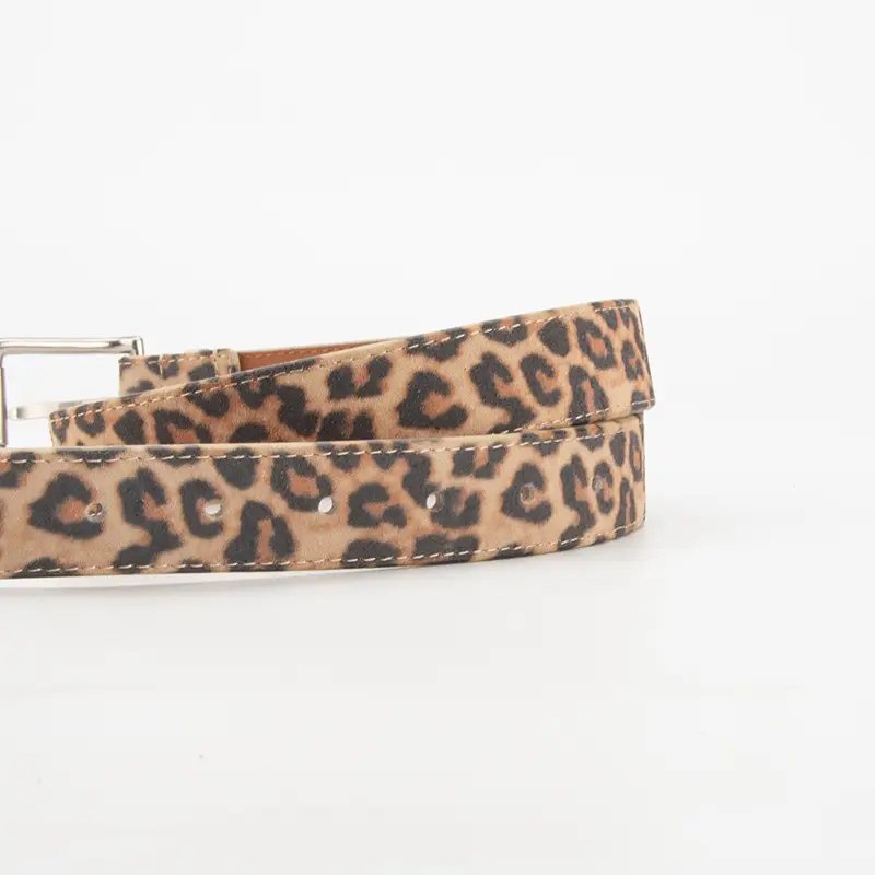 Women Leopard Print Belt with Pin Buckle - Image 3