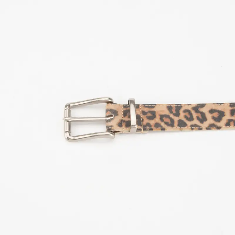 Women Leopard Print Belt with Pin Buckle - Image 4