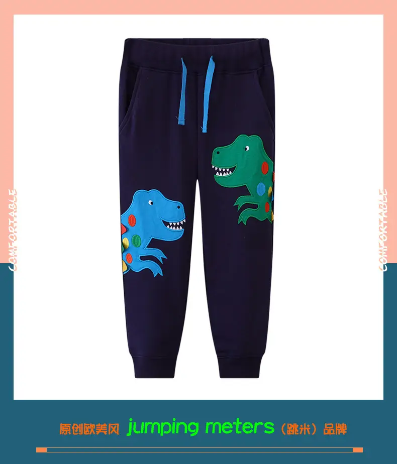 Toddler Dinosaur Sweatpants Dark Blue Long Pants — feature 2