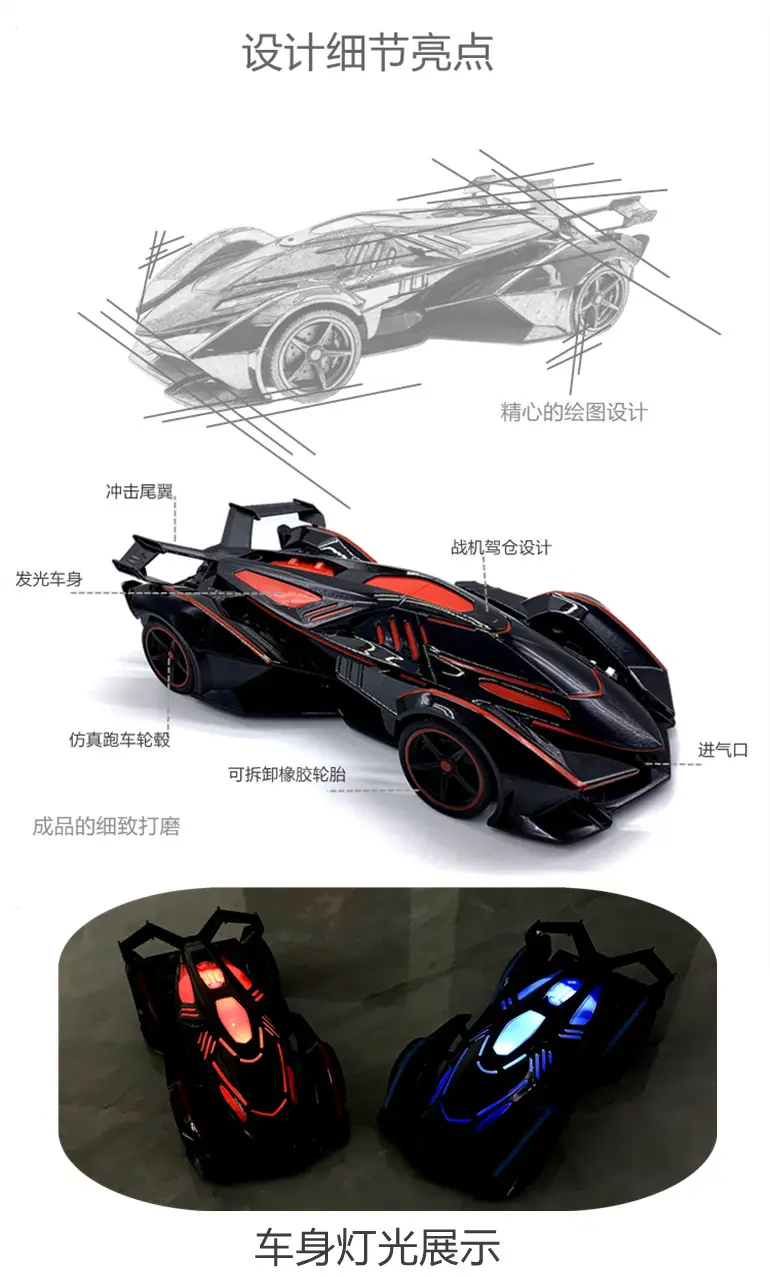 Large Toy Remote Control Car Spray Light Boy Rechargeable Car Toy Kids Racing Car Drift sports car Hot Sale — feature 2