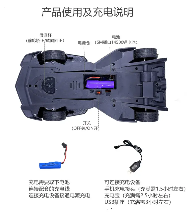 Large Toy Remote Control Car Spray Light Boy Rechargeable Car Toy Kids Racing Car Drift sports car Hot Sale — feature 5