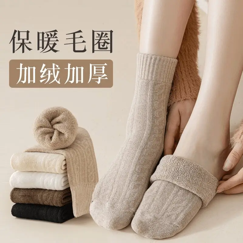 Zhuji socks Maillard socks women's autumn and winter socks warm piled socks twist Japanese winter terry thickened