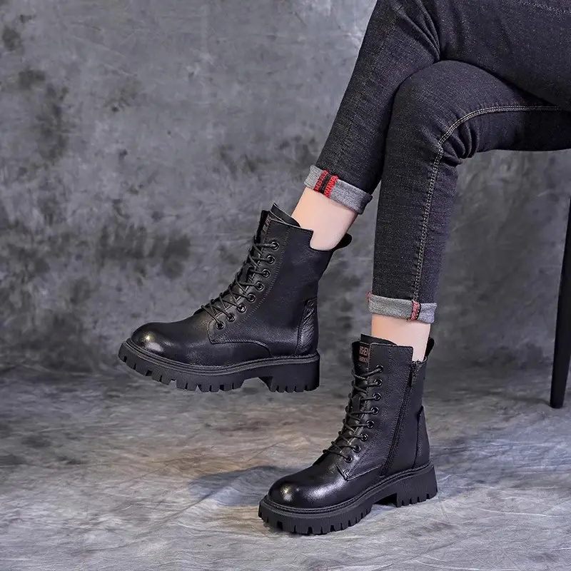 2025 Winter Boots Black Thick Sole British Style - Image 8